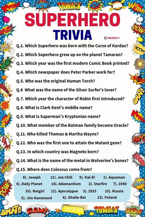 Superhero Trivia Questions And Answers Printable